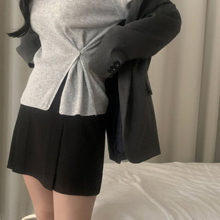 V-neck Split Waist Long Sleeve Sweater