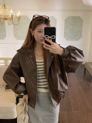 Korea all-match leather jacket