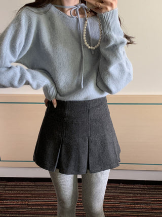 Halter lace-up long sleeve sweater