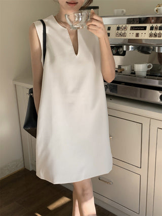 V-neck sleeveless vest dress