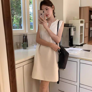 V-neck sleeveless vest dress