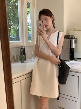 V-neck sleeveless vest dress