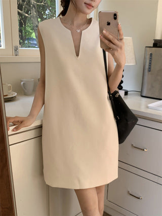 V-neck sleeveless vest dress