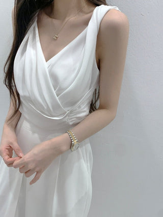 V-Neck Pleated Sleeveless chiffon top with Strap