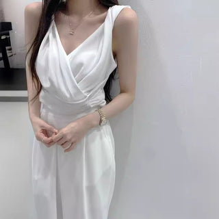 V-Neck Pleated Sleeveless chiffon top with Strap