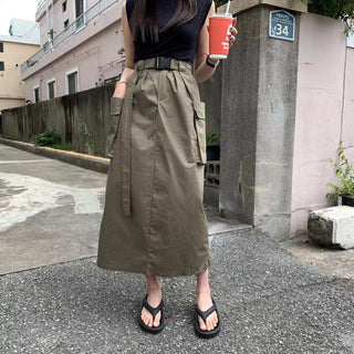 Belted cargo skirt