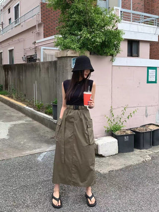 Belted cargo skirt