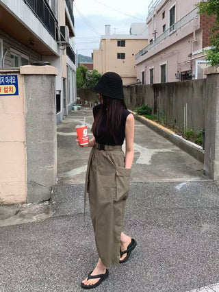 Belted cargo skirt