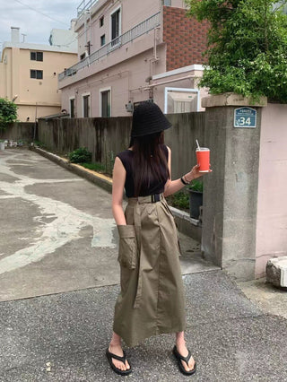 Belted cargo skirt