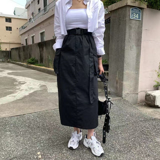 Belted cargo skirt