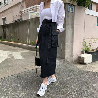 Belted cargo skirt