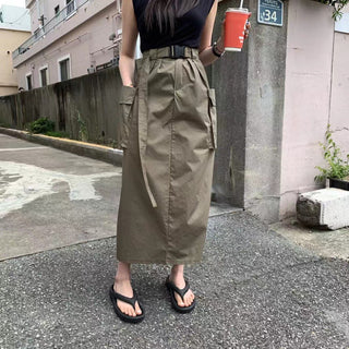 Belted cargo skirt