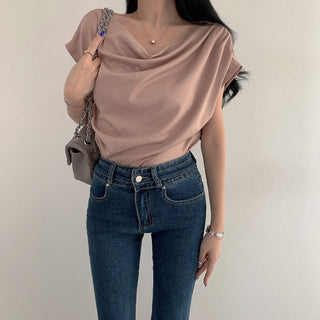 Pleated collar loose top