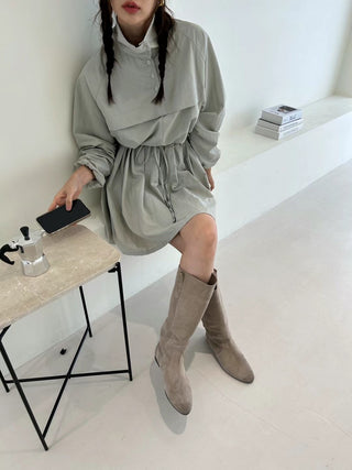 Long-sleeved Drawstring jacket and skirt set