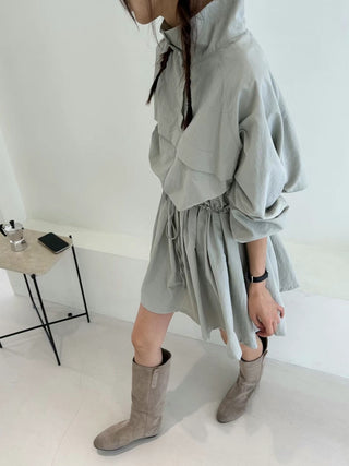 Long-sleeved Drawstring jacket and skirt set