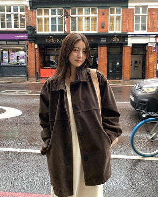 Vintage Millard Loose Straight Suede Coat