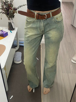 Old Washed Micro-flare denim pants