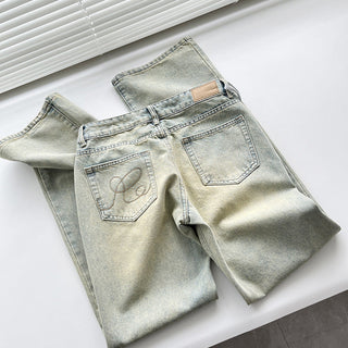 Old Washed Micro-flare denim pants