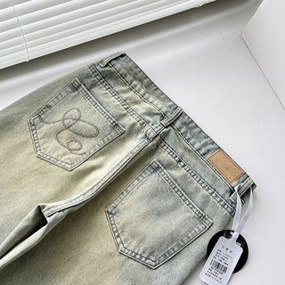 Old Washed Micro-flare denim pants