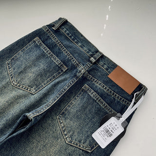 Dark blue mid-low waist flared jeans