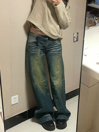 loose distressed wide leg jeans