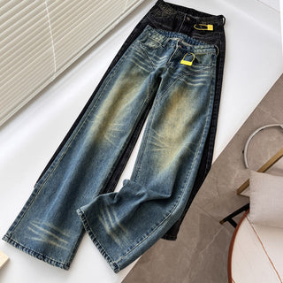 loose distressed wide leg jeans