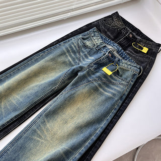 loose distressed wide leg jeans