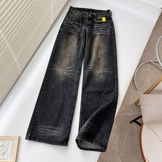 loose distressed wide leg jeans