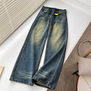 loose distressed wide leg jeans