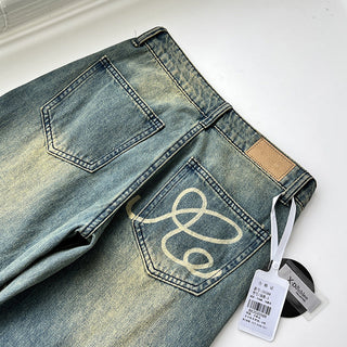 loose distressed wide leg jeans