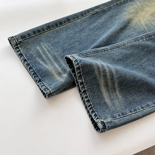 loose distressed wide leg jeans