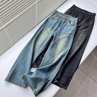 loose distressed wide leg jeans