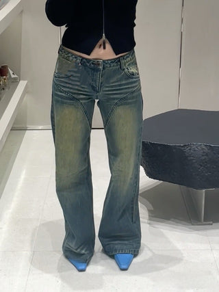 loose distressed wide leg jeans