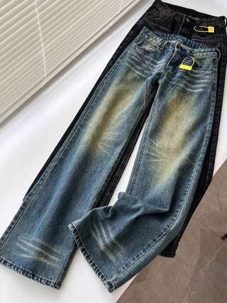 loose distressed wide leg jeans