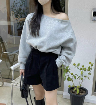 Off-shoulder loose fit sweater