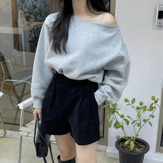 Off-shoulder loose fit sweater