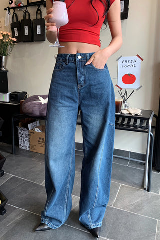 Slim high loose curved jeans