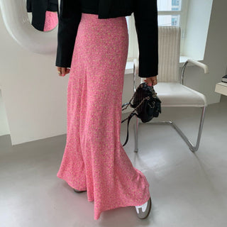 Floral fishtail slim skirt