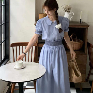 Puff sleeve short shirt and matching skirt set