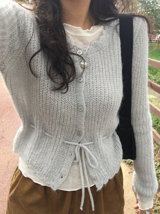 Strappy Ruffled Long-sleeved Sweater