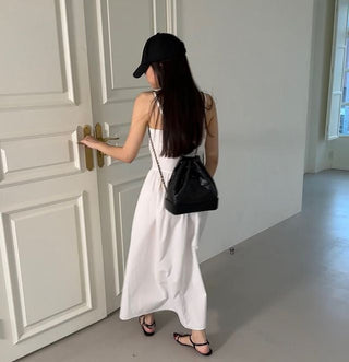 Korean spaghetti strap long dress