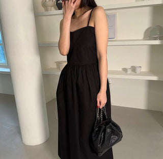 Korean spaghetti strap long dress