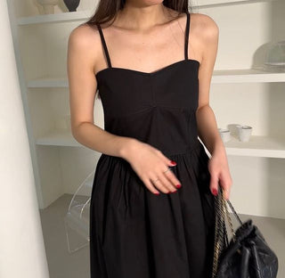 Korean spaghetti strap long dress