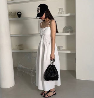 Korean spaghetti strap long dress