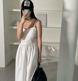 Korean spaghetti strap long dress