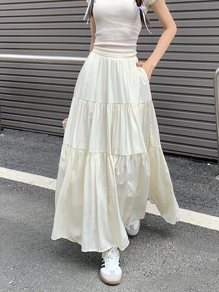 Korean style layered stitching skirt