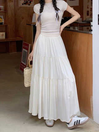 Korean style layered stitching skirt