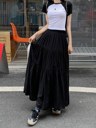 Korean style layered stitching skirt