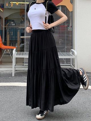 Korean style layered stitching skirt