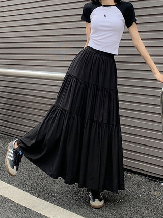 Korean style layered stitching skirt